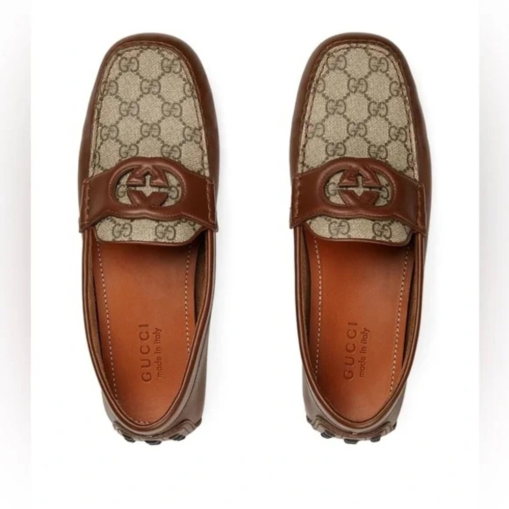 Gucci Brown Interlocking G Driver Loafers - Picture 13 of 14